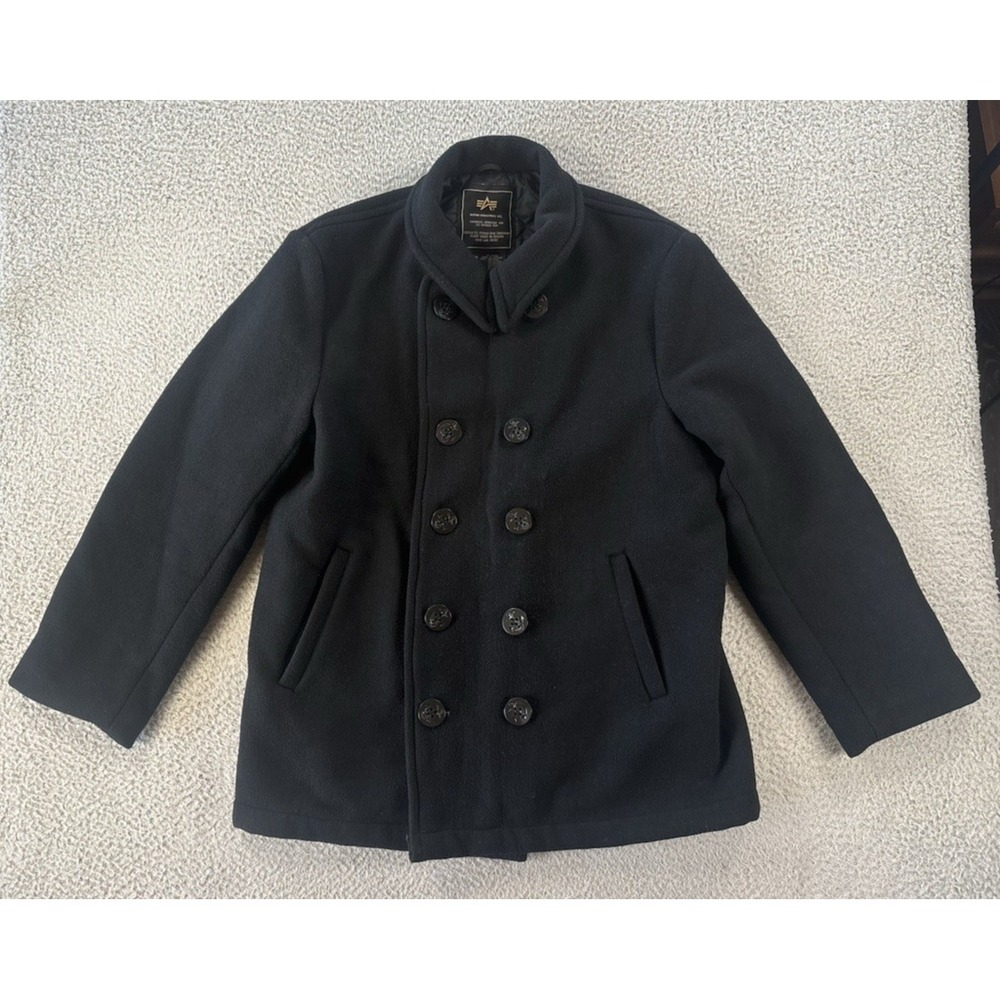 Vintage Alpha Industries Pea Coat Mens Medium Wool Authentic 70s‎ 80s